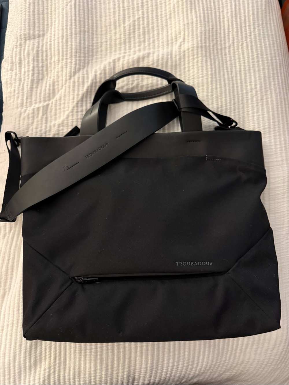 Troubadour Black Women's Laptop Tote with Detachable Shoulder Strap